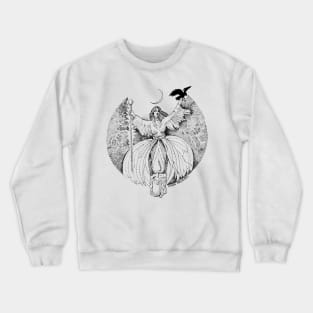 feminine spirit with candle and raven Crewneck Sweatshirt